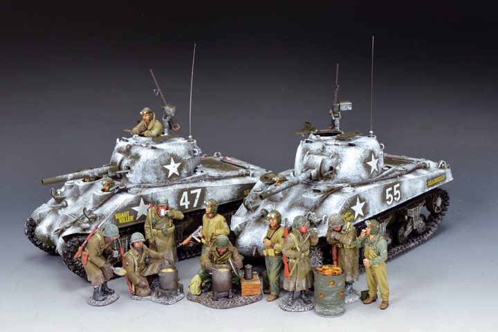 King & Country Battle of the Bulge winter Shermans and American soldiers
